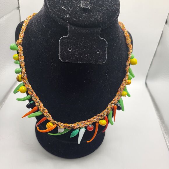 Glass Pendant Necklace Vegetables 32in - Picture 2 of 6